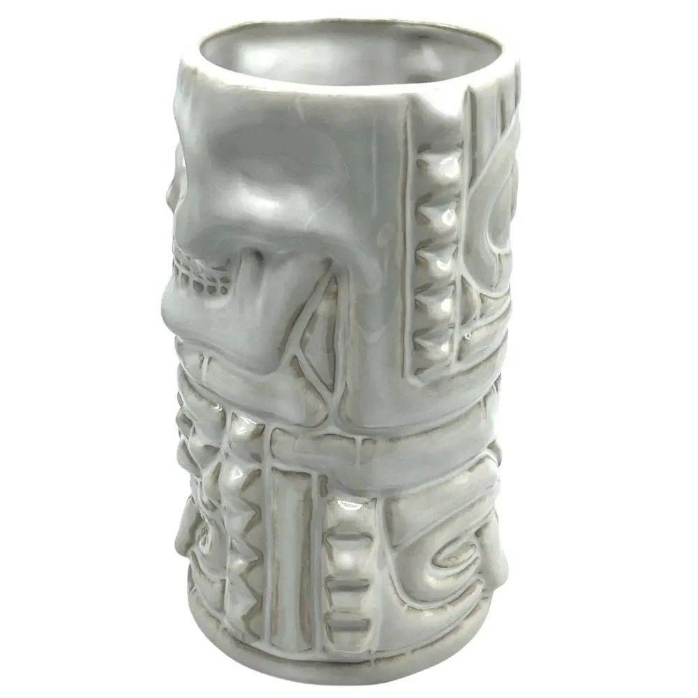 Pottery Barn Enchanted Tiki Mug Stacked Skull Totem Glass